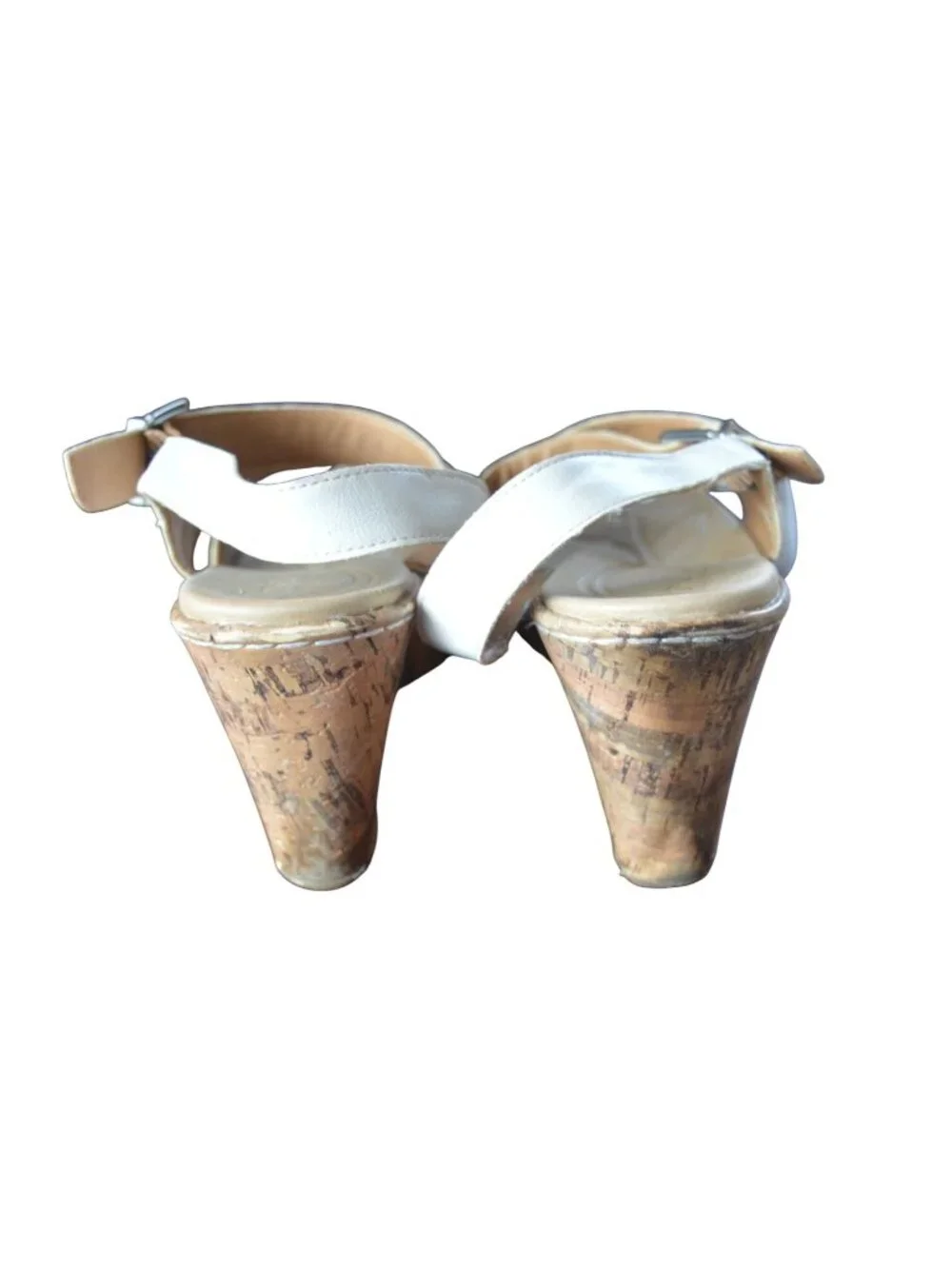 Born b.o.c. Schirra White Strappy Cork Wedge Sandals Women's Size 11 Boho Summer